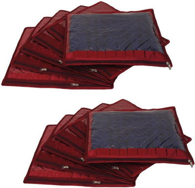 

Addyz Plain Pack of 12 Pieces Frill Single Saree Cover Salwar Kamiz Suit Blouse Case(Maroon)