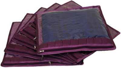 

Addyz Plain Pack of 6 Pieces Frill Single Saree Cover Salwar Kamiz Suit Blouse Case(Purple)