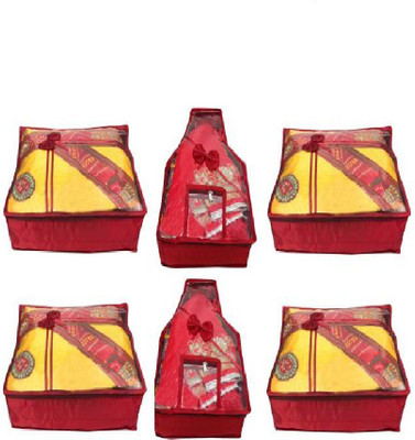 

Addyz Front Transparent Combo of Ladies Premium Satin 4 Pieces Saree Cover &2 Pieces Blouse Cover Upto 5 - 6 SC & 9-10 BC each(Maroon)