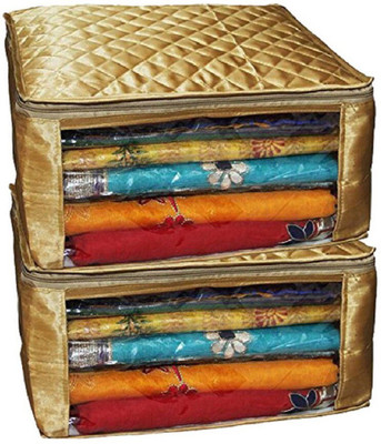 

Kuber Industries Designer " Saree Cover Large Size In Golden Satin Material Set of 2 Pcs With Capacity of upto 15 Sarees each (Wedding Gift) SCKISCG02(Golden)