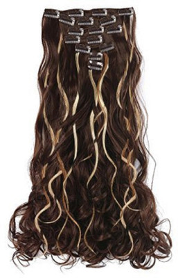 

Majik Curly/ Wavy 6 pcs Extensions / Synthetic Extensions For Women With Base Clips (Golden Brown) Hair Extension
