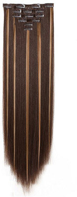 

Majik Traditional Stylish 6 pcs golden Hightlighting Extensions For Women And Girls Hair Extension