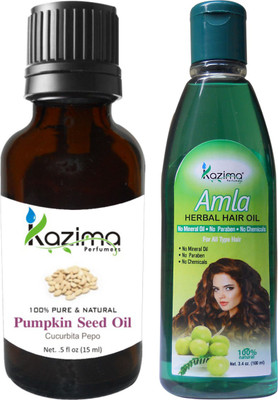 

KAZIMA Combo of Pumpkin Seed Oil 15ML and Amla Herbal Hair Oil 100ML Anti Hair Fall Control & Hair Growth Hair Oil(100 ml)