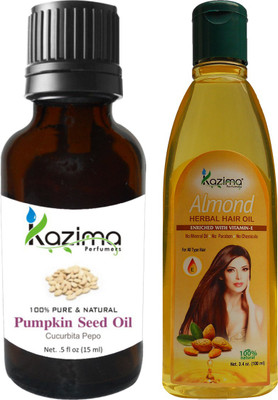 

KAZIMA Combo of Pumpkin Seed Oil 15ML and Almond Herbal Hair Oil 100ML Anti Hair Fall Control & Hair Growth Hair Oil(100 ml)