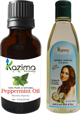 

KAZIMA Combo of Peppermint Oil 15ML and Jasmine Herbal Hair Oil 100ML Anti Hair Fall Control & Maintains Healthy Scalp & Promote Hair Growth Hair Oil(100 ml)