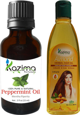 

KAZIMA Combo of Peppermint Oil 15ML and Almond Herbal Hair Oil 100ML Reduces Hair Fall, Hair loss control & Hair Growth Hair Oil(100 ml)