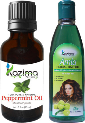 

KAZIMA Combo of Peppermint Oil 15ML and Amla Herbal Hair Oil 100ML Anti Hair Loss Treatment & Dandruff Control Hair Oil(100 ml)