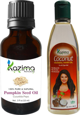 KAZIMA Combo of Pumpkin Seed Oil 15ML and Coconut Herbal Hair Oil 100ML Anti loss Control & Hair Growth Hair Oil(100 ml)