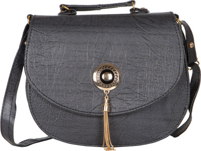 velina Girls Casual Black Leatherette Sling Bag