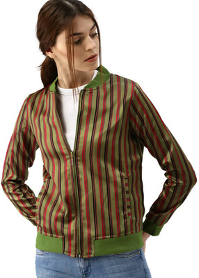 All About You Full Sleeve Striped Women Jacket at flipkart