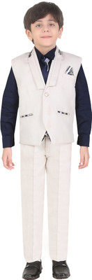 

Jeet Indo Western Self Design Boys Suit, Blue