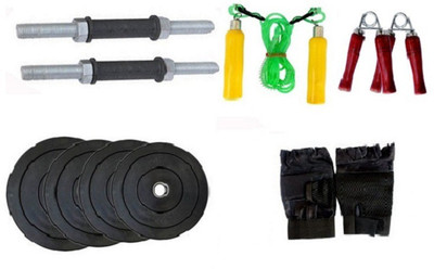 

HEALTH FIT INDIA ONLINE SERISES : NICKLE DUMBELL RODS , 12 KG ( 3 KG X 4 ) WEIGHT PLATES , WOODEN HANDLE SKIPING ROPE , GYM , GLOVES , HAND GRIP Gym & Fitness Kit