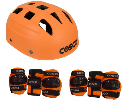 

Cosco Protective Kit For Skating Kit ( Senior ) 4 in 1 Protective Kit includes 1 Head, 2 Knee 2 Elbow & 2 Pam Guards. Skating Kit