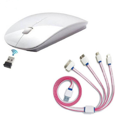 

Oxza 5 IN 1 Multi Charging Cable With Ultra White Wireless Optical Gaming Mouse(2.4GHz Wireless, White)