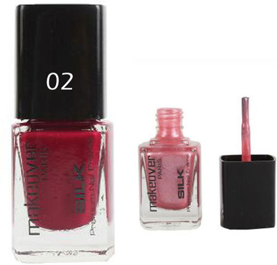 

Makeover Professional Nail Paint Hot Red-02 , Nail Paint Sparking Pink-03 Multi(Pack of 2)
