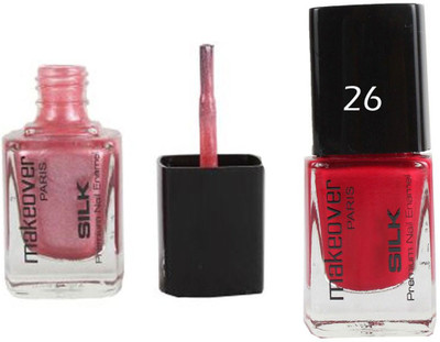 

Makeover Professional Nail Paint Sparking Pink-03 , Nail Paint Cherry Red-26 Multi(Pack of 2)