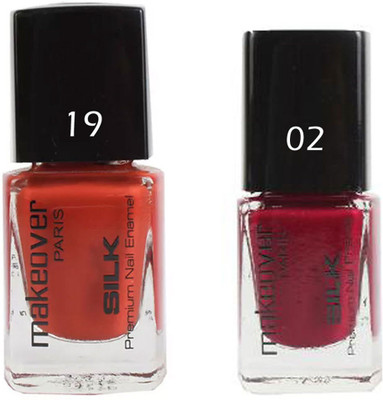 

Makeover Professional Nail Paint Spicy Magneta-19 , Nail Paint Hot Red-02 Multi(Pack of 2)