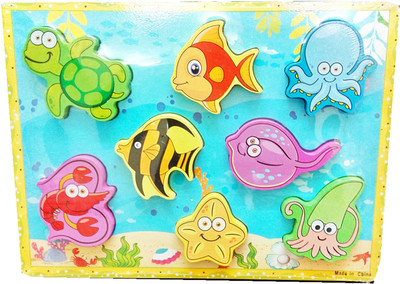 

TALKING GANESHA 7 Pieces Wooden Cartoon Sea Animals Puzzle Learning toy set for kids(7 Pieces)