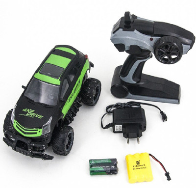 

Toys Bhoomi 15 KM/H 2.4G 1:18 4WD High Speed CROSS-COUNTRY RC MUD CAR Electric Buggy(Green)