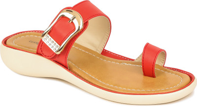 

Feather Leather Women RED Flats