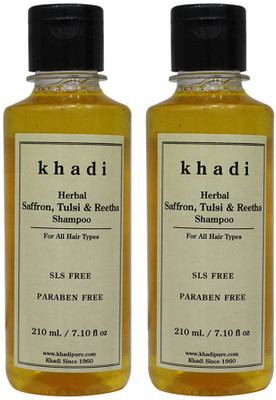 

Khadi Herbal Saffron, Tulsi & Reetha Shampoo SLS-Paraben Free(420 ml)