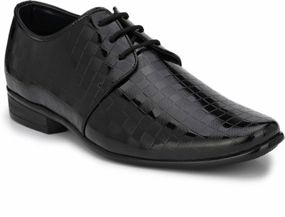 

Levanse New check Patent Derby For Men(Black, Glossy black