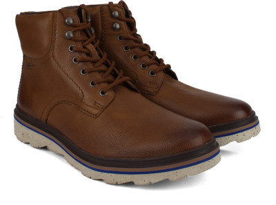 

Clarks Frelan Top Brown WLined Lea Boots For Men(Brown