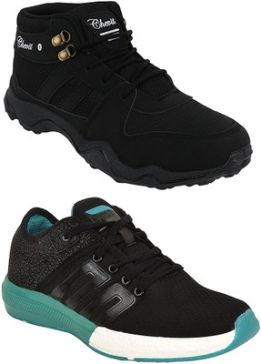 

Chevit Men's Combo Pack of 2 Sports Running Shoes For Men(Black, Blue