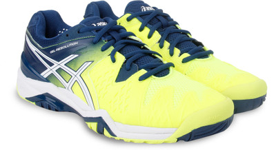 

Asics GEL - RESOLUTION 6 Running Shoes For Men(Yellow, Sfty yw/wht/psdn