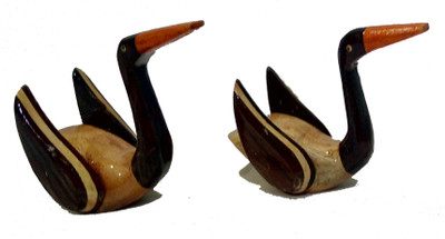 

Crafts India Handcrafted Wooden Swan Pair Decorative Showpiece - 12 cm(Wooden, Multicolor)