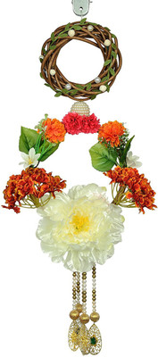 

The Beyond Usual Decorative Handmade Front Door Hanging/ Decorative Circular Hanging/ Wreath Hanger Decorative Showpiece - 24 cm(Wooden, Multicolor)
