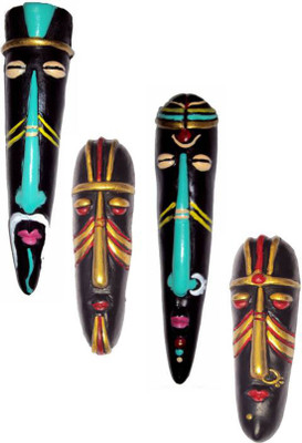 

Rasoh village hand artz terracota adibasi colorful decorative masks Decorative Showpiece - 28 cm(Terracotta, Multicolor)