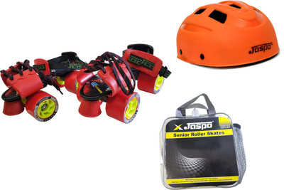 

Jaspo Rubber King Dual Adjustable Skates Quad Roller Skates - Size 1-6 UK(Black), Red