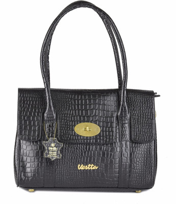 

Vestta Women Casual Black Genuine Leather Shoulder Bag
