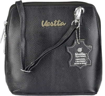 

Vestta Women Casual Black Genuine Leather Sling Bag