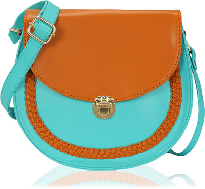 

Kleio Women Casual Tan, Blue PU Sling Bag, Blue;tan