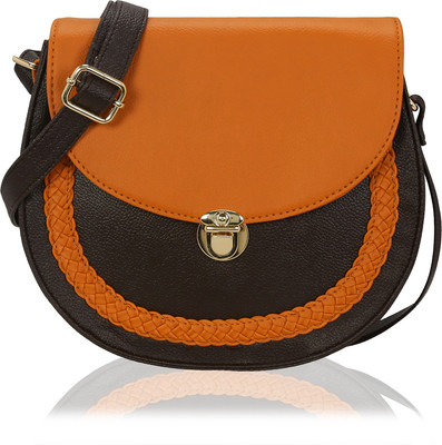 

Kleio Women Casual Black, Tan PU Sling Bag