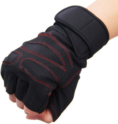 Leosportz Weight lifting wrist support Gym & Fitness Gloves (, Red, Black, Black;red