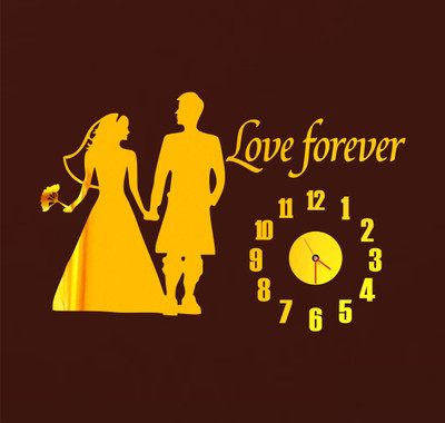 

Naveed Arts  Acrylic wall clock Sticker(Pack of 1, Gold mirror