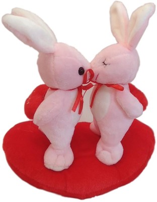 

FlySky New Creation Kissing Lovers Couple Teddy On Blooming Red Heart With Very Soft Material/Good Quality - 7 inch(Multicolor)