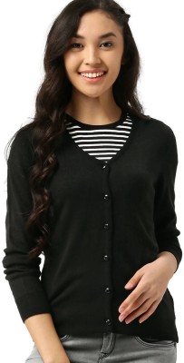 Dressberry Solid Round Neck Casual Women Black Sweater