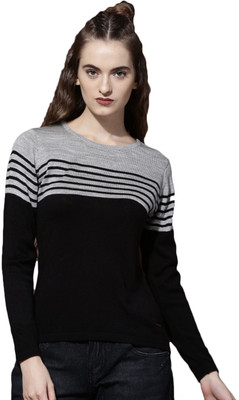 Roadster Solid Round Neck Casual Women Black, Grey Sweater