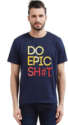 

Wear Your Opinion Printed Men's Round Neck Blue T-Shirt, Navy