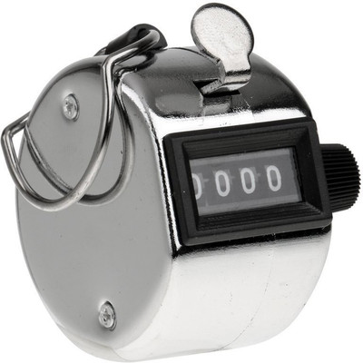 LISTA 4 Digits Hand Held Numbers Clicker Analog Tally Counter(Silver Pack of 1)