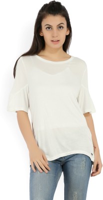 VERO MODA Casual Half Sleeve Solid Women White Top