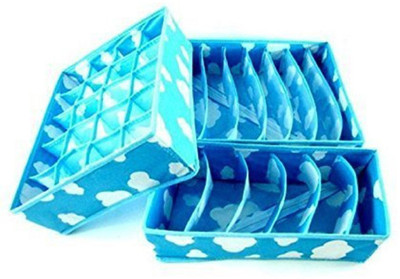 

House of kart Set of 3 Cloud Innerwear Organizer(Blue)