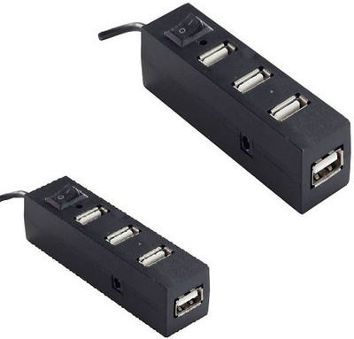 

durReey High Speed 4 Port 2.0 Single Switch Set of 2 Black 3+1 USB Hub(Black)