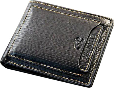 

Angelfish Men Black Genuine Leather Wallet(4 Card Slots)