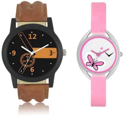 FASHION POOL LORM & VALNTINE GENTS & LADIES MOST STYLISH & UNIQUE ROUND ANALOG DIAL FAST RUNNING & MOST SELLING FASTRACK COUPLE COMBO WATCH WITH BLACK ORANGE MULTI COLOR DIAL & MOST UNIQUE OVAL DIAL BUTTERFLY WATERMARK GRAPHICS WATCH HAVING BROWN LEATHER BELT WATCH & BABY PINK RUBBER BELT WATCH FOR    Watches  (FASHION POOL)