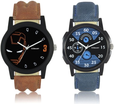 E-Smart W06-02-04-COMBO Black and Blue Dial analogue Watch Combo for men Watch  - For Men   Watches  (E-Smart)